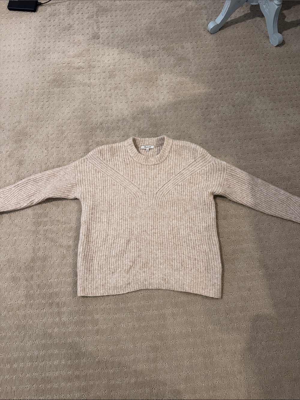Womens Crewneck Knit Sweater in Beige